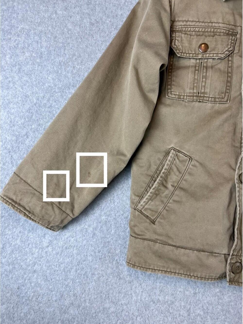Children's Place utility Jacket Boys Size M Khakis Fur Buttoned Winter Warm - Picture 8 of 12
